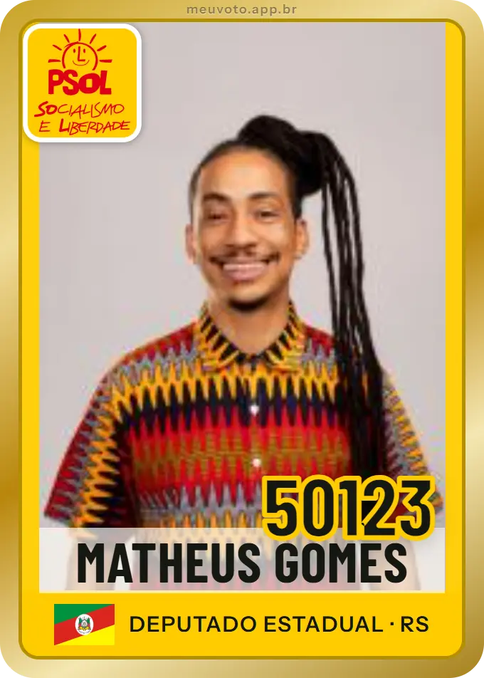 Carta de Matheus Gomes, número 50123, PSOL