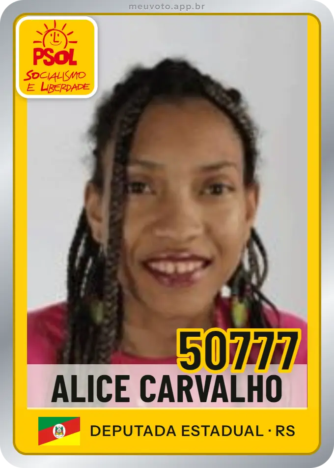 Carta de Alice Carvalho, número 50777, PSOL