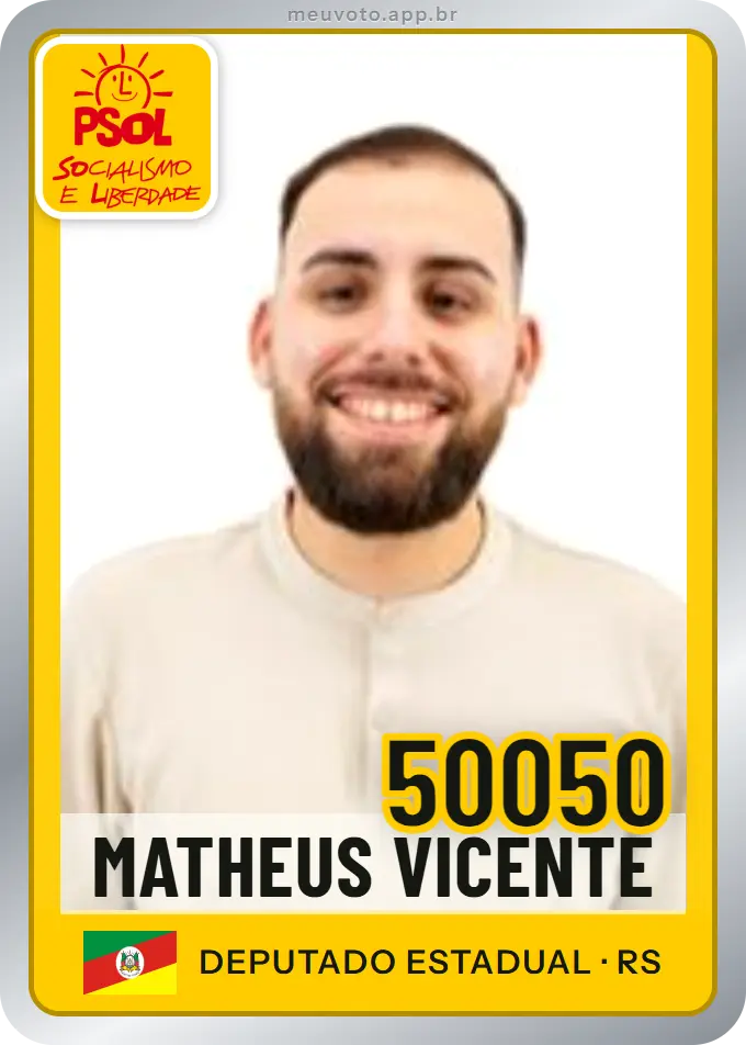 Carta de Matheus Vicente, número 50050, PSOL