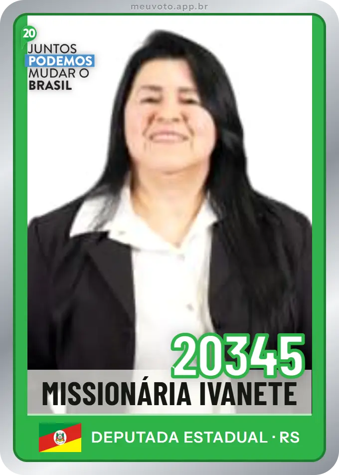 Carta de Missionária Ivanete, número 20345, Podemos