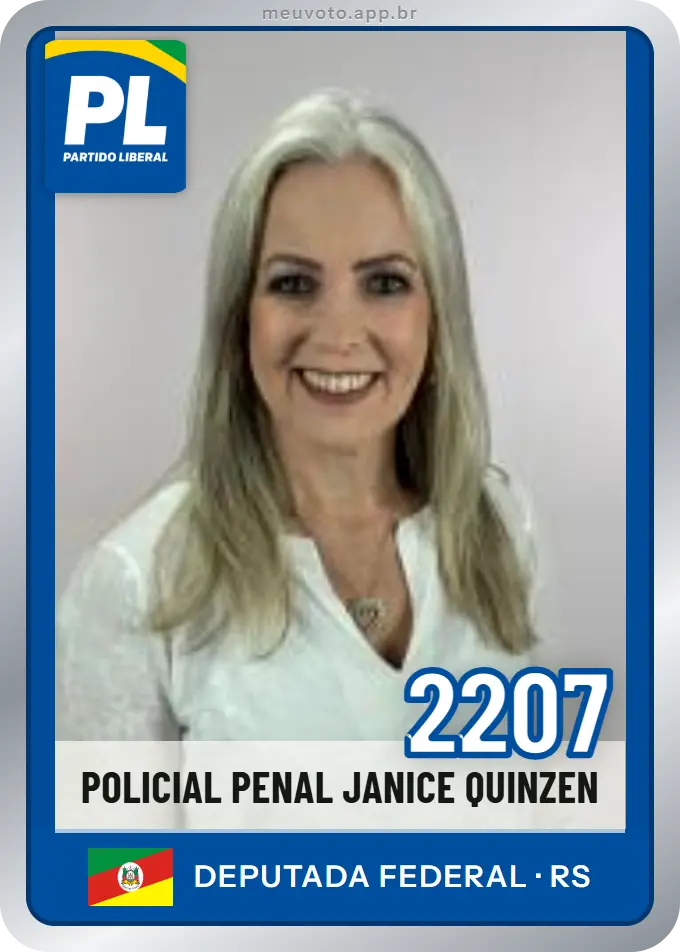 Carta de Policial Penal Janice Quinzen, número 2207, PL