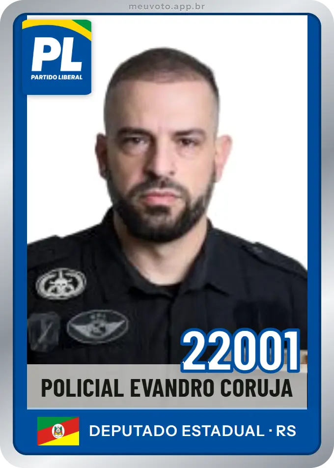 Carta de Policial Evandro Coruja, número 22001, PL