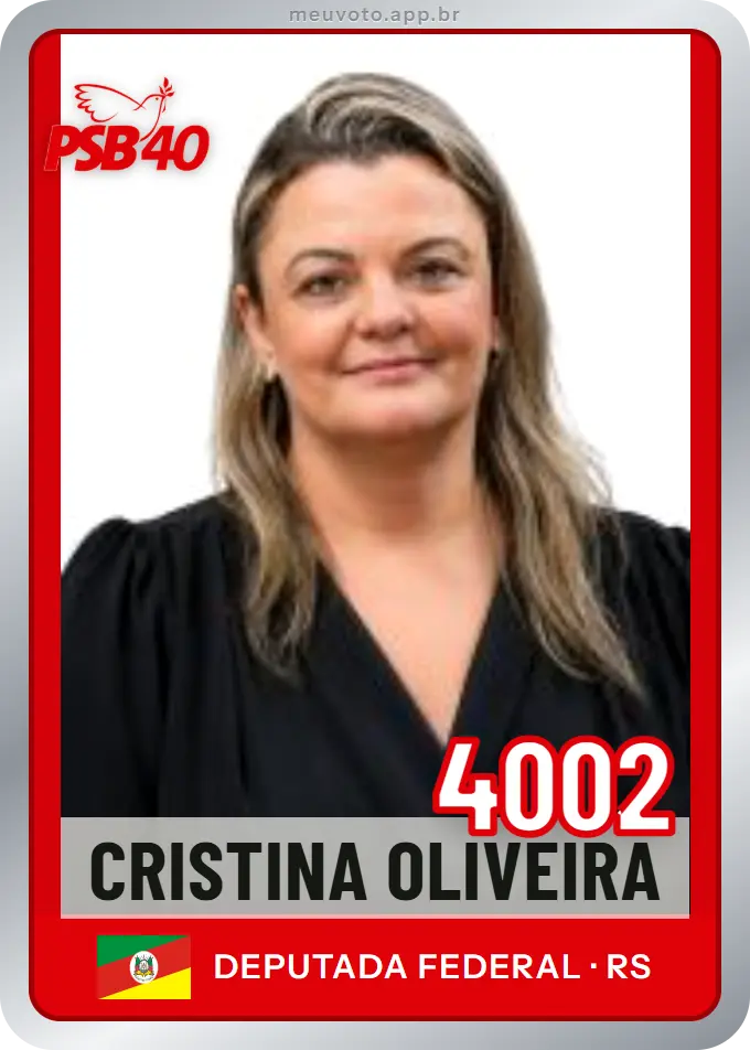 Carta de Cristina Oliveira, número 4002, PSB