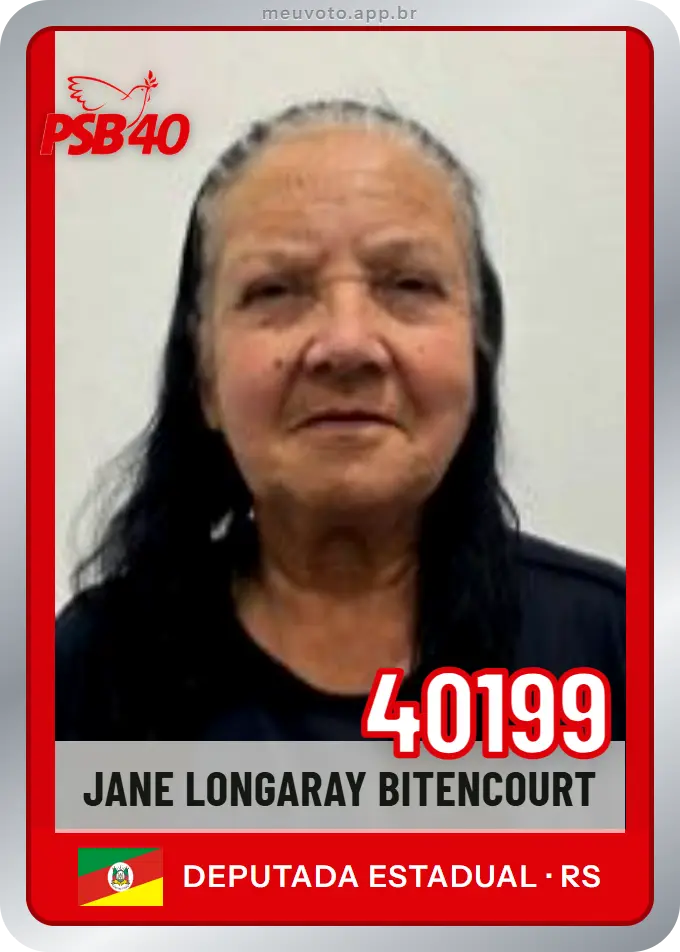 Carta de Jane Longaray Bitencourt, número 40199, PSB