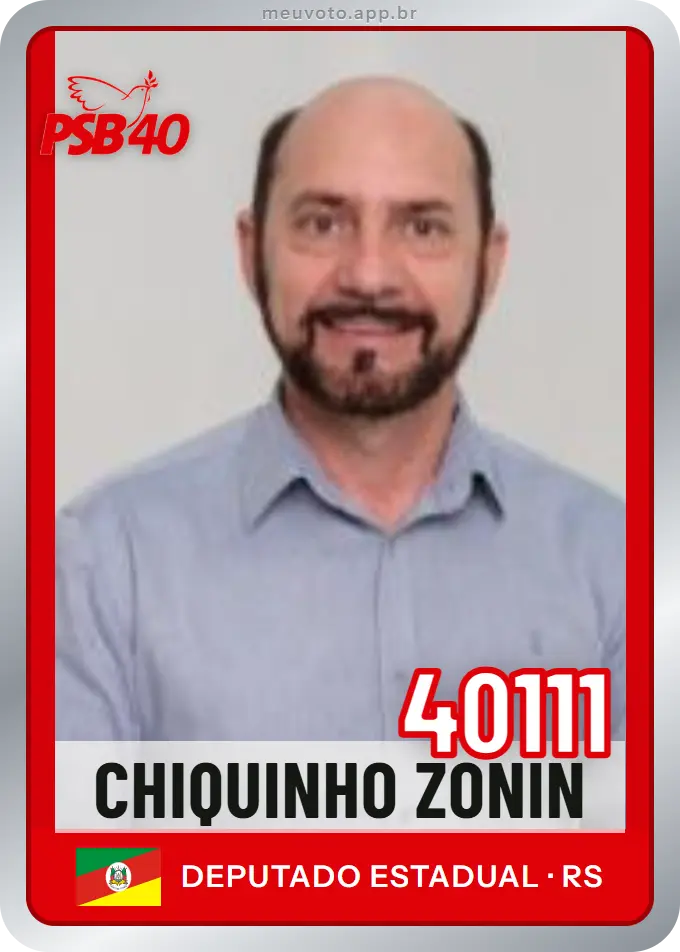 Carta de Chiquinho Zonin, número 40111, PSB