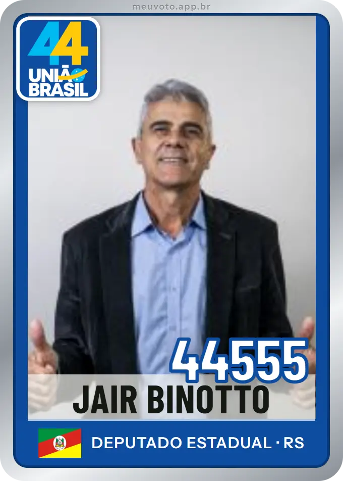 Carta de Jair Binotto, número 44555, União