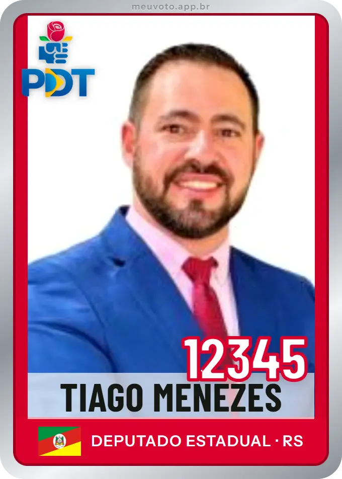 Carta de Tiago Menezes, número 12345, PDT