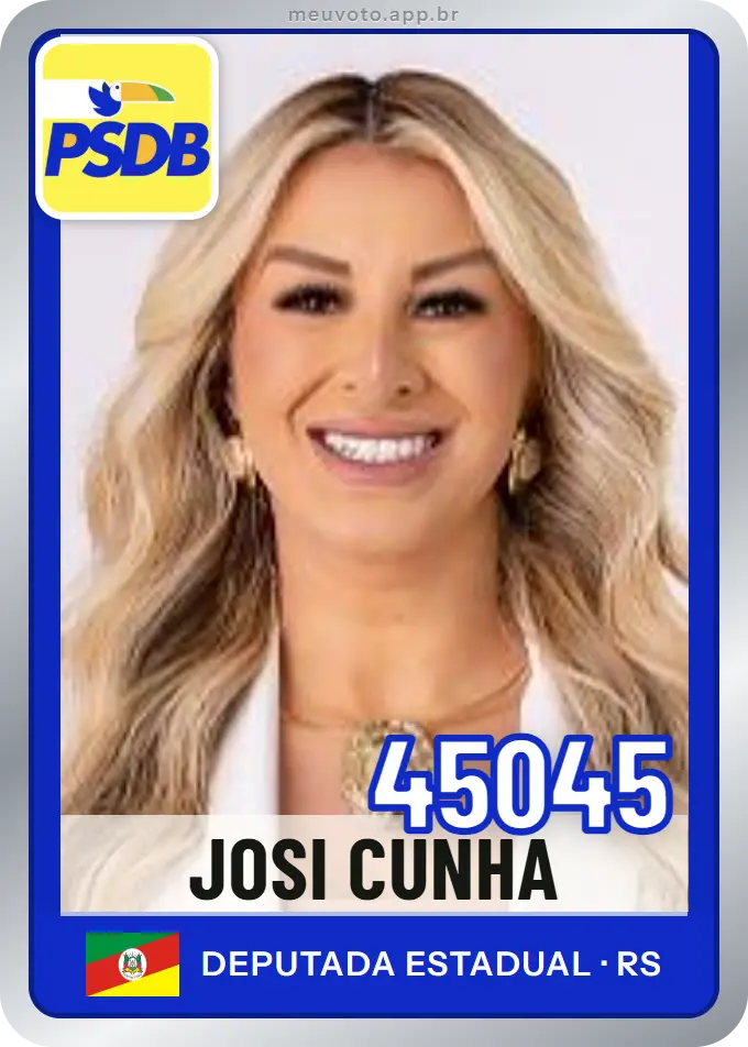 Carta de Josi Cunha, número 45045, PSDB