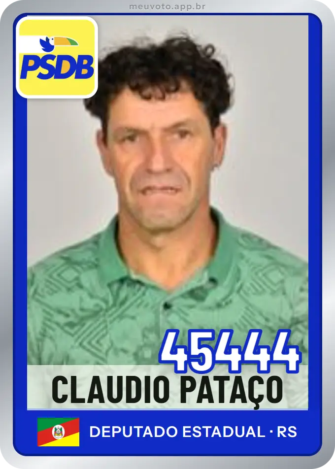 Carta de Claudio Pataço, número 45444, PSDB