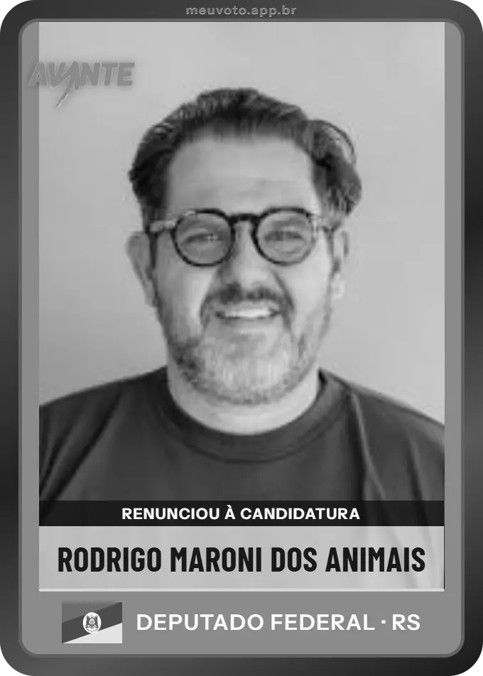 Carta de Rodrigo Maroni dos Animais, Avante. Renunciou à candidatura e não vai à urna.