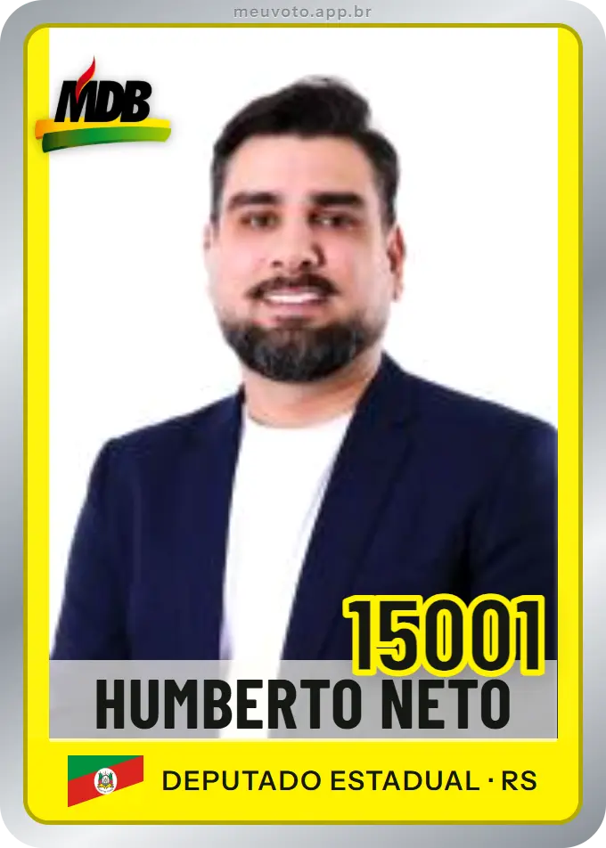Carta de Humberto Neto, número 15001, MDB