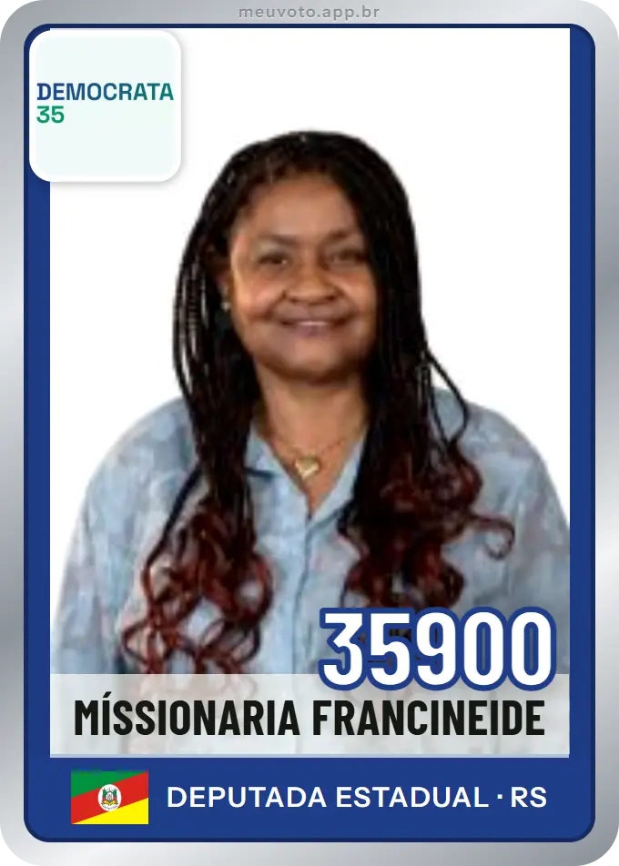 Carta de Míssionaria Francineide, número 35900, Democrata