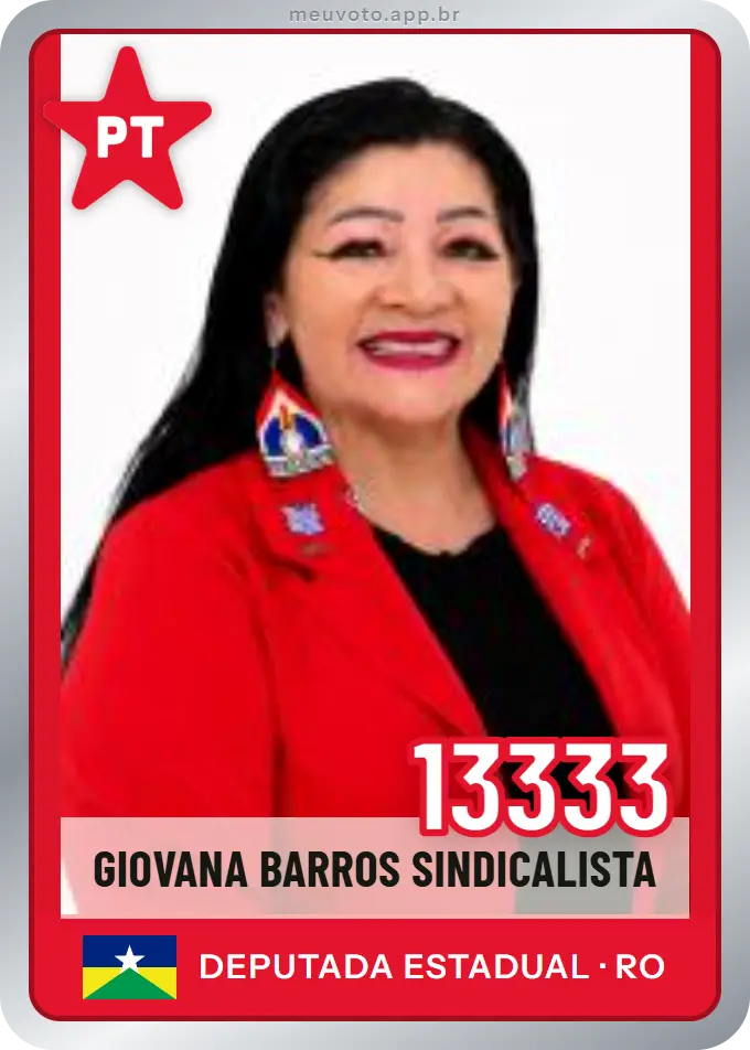 Carta de Giovana Barros Sindicalista, número 13333, PT