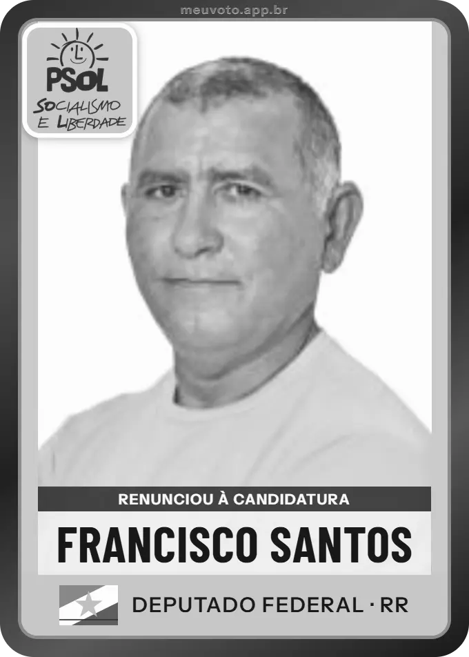 Carta de Francisco Santos, PSOL. Renunciou à candidatura e não vai à urna.