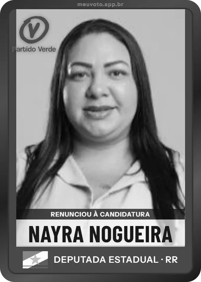 Carta de Nayra Nogueira, PV. Renunciou à candidatura e não vai à urna.