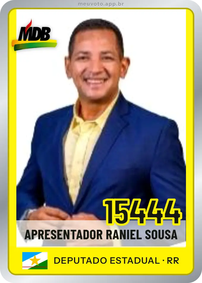 Carta de Apresentador Raniel Sousa, número 15444, MDB
