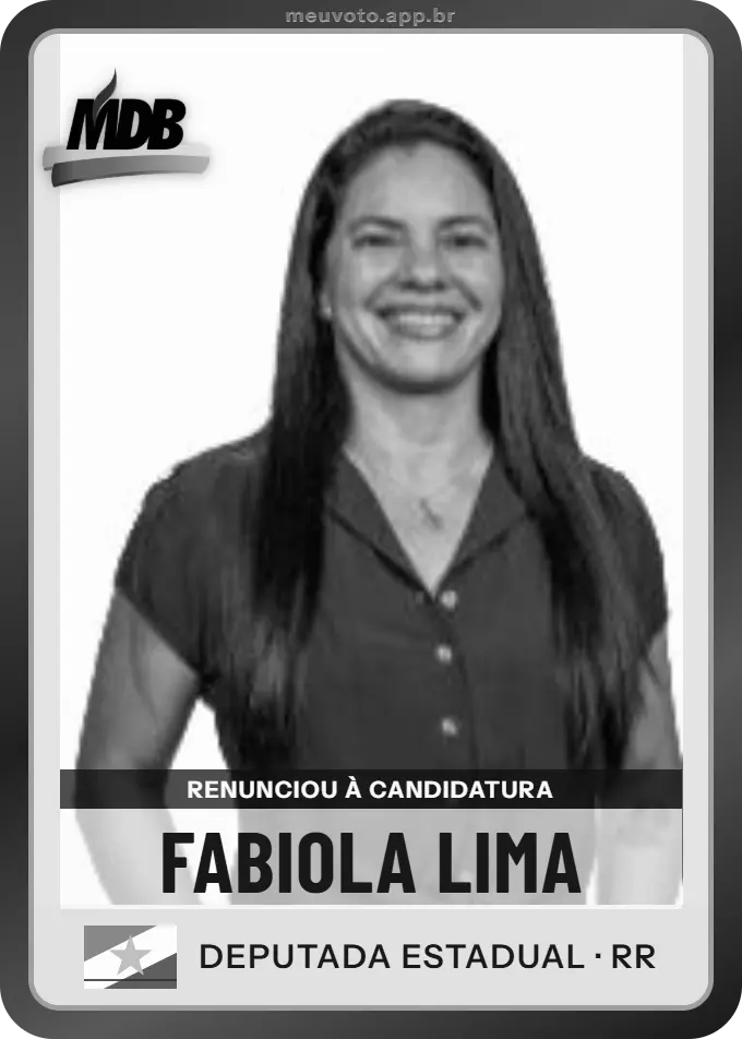 Carta de Fabiola Lima, MDB. Renunciou à candidatura e não vai à urna.