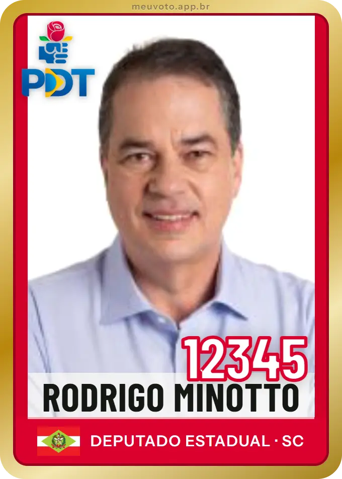 Carta de Rodrigo Minotto, número 12345, PDT