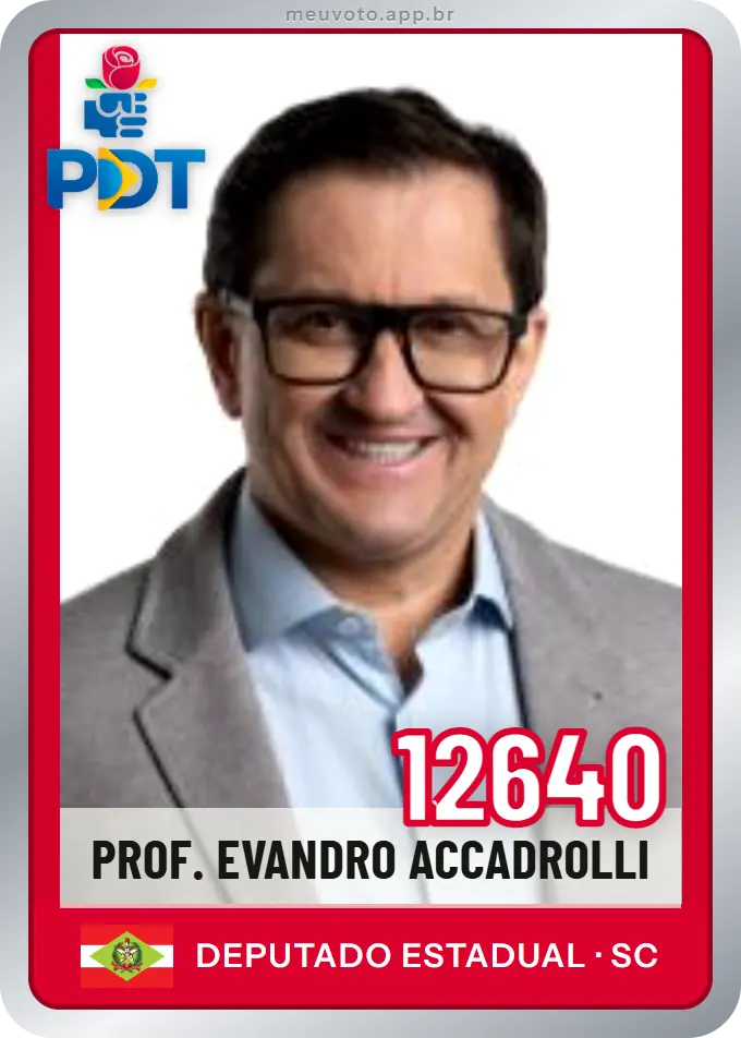 Carta de Prof. Evandro Accadrolli, número 12640, PDT
