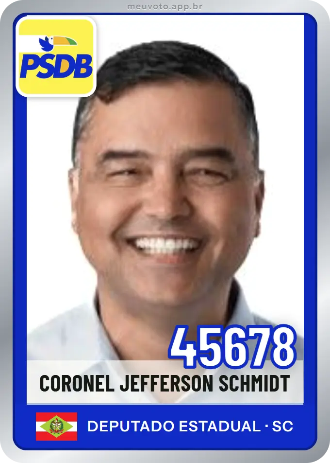 Carta de Coronel Jefferson Schmidt, número 45678, PSDB