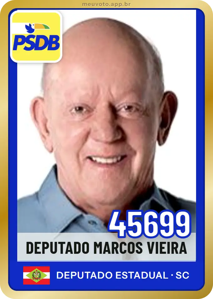 Carta de Deputado Marcos Vieira, número 45699, PSDB