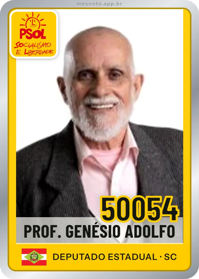 Carta de Prof. Genésio Adolfo, número 50054, PSOL
