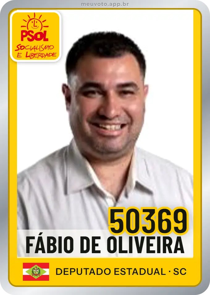 Carta de Fábio de Oliveira, número 50369, PSOL