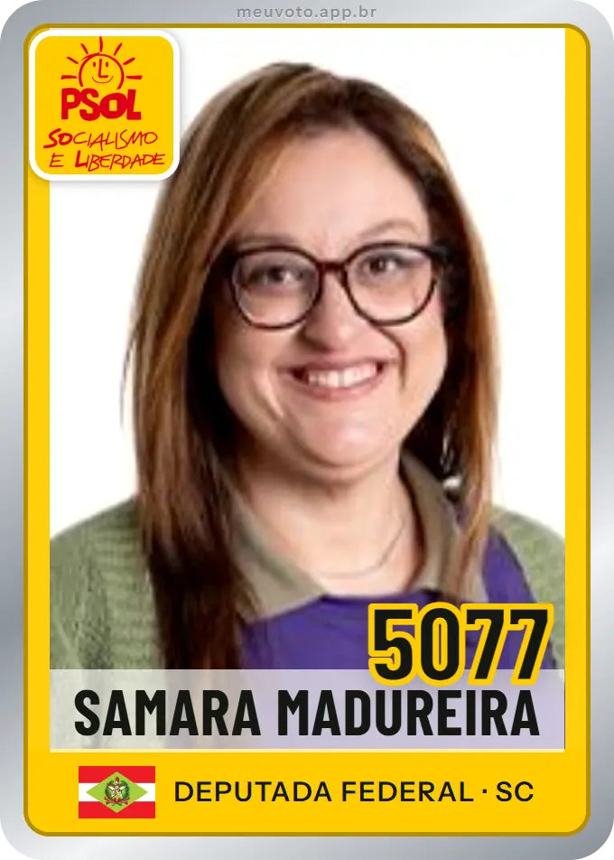 Carta de Samara Madureira, número 5077, PSOL