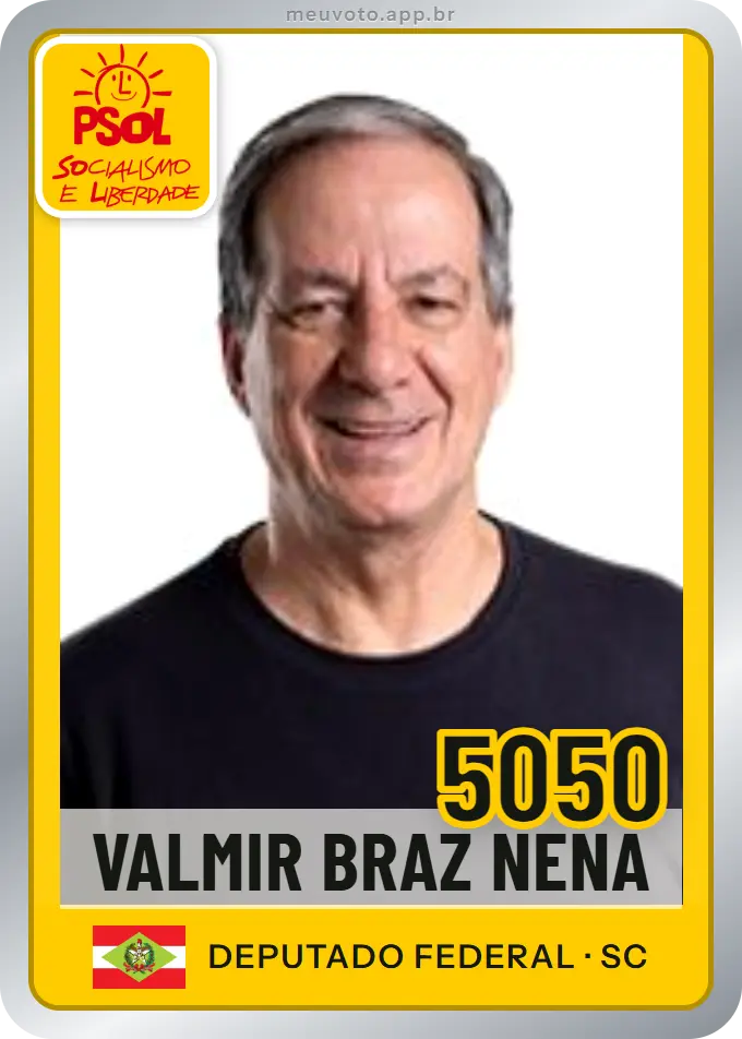 Carta de Valmir Braz Nena, número 5050, PSOL