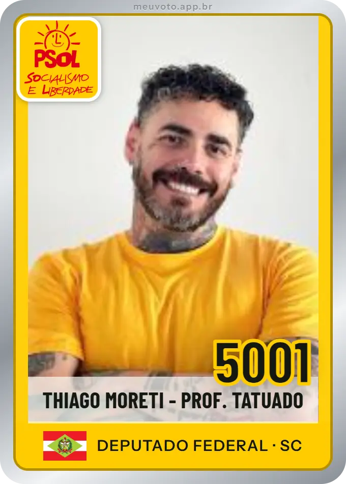 Carta de Thiago Moreti - Prof. Tatuado, número 5001, PSOL