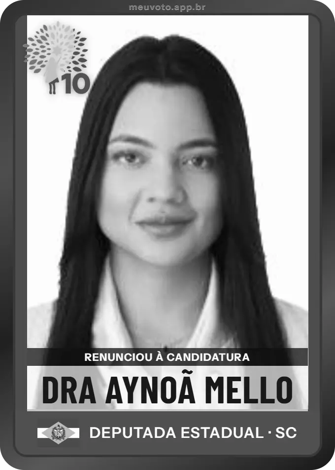 Carta de Dra Aynoã Mello, Republicanos. Renunciou à candidatura e não vai à urna.