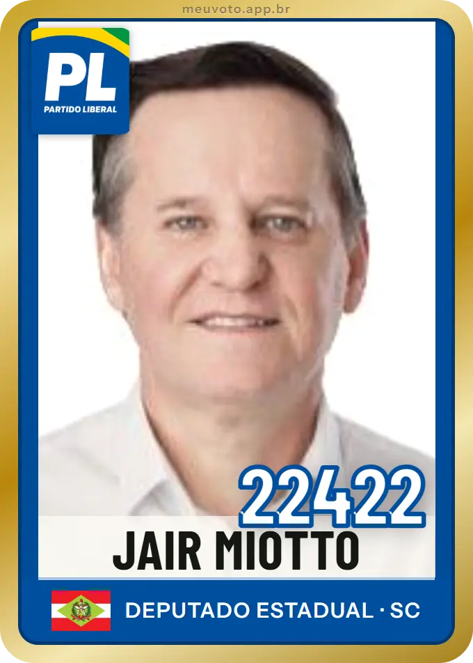 Carta de Jair Miotto, número 22422, PL