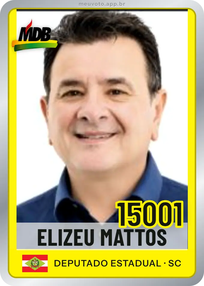 Carta de Elizeu Mattos, número 15001, MDB