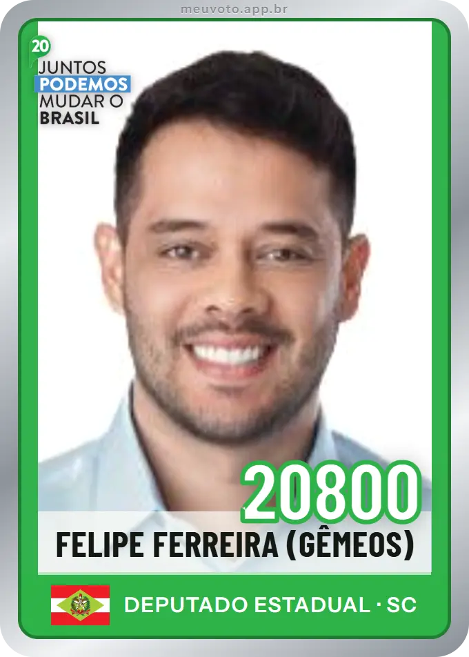 Carta de Felipe Ferreira (gêmeos), número 20800, Podemos