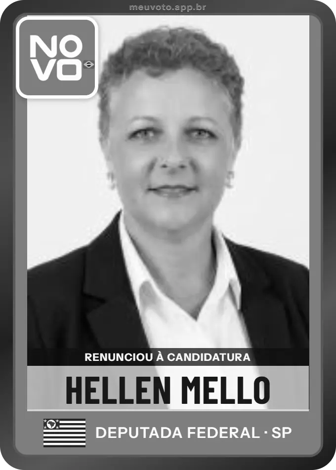 Carta de Hellen Mello, Novo. Renunciou à candidatura e não vai à urna.