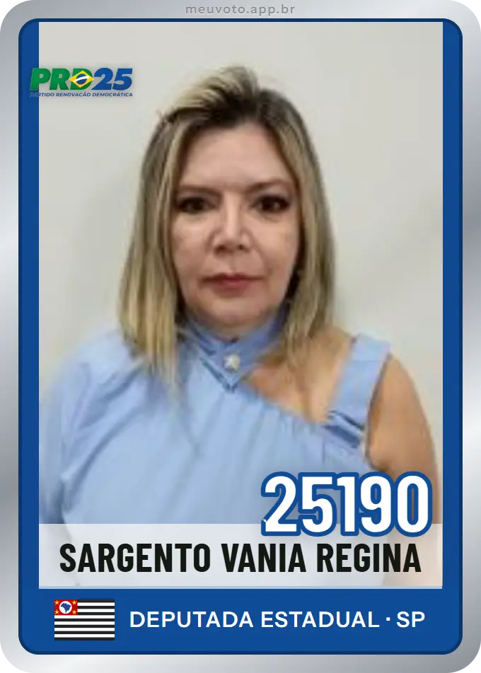 Carta de Sargento Vania Regina, número 25190, PRD