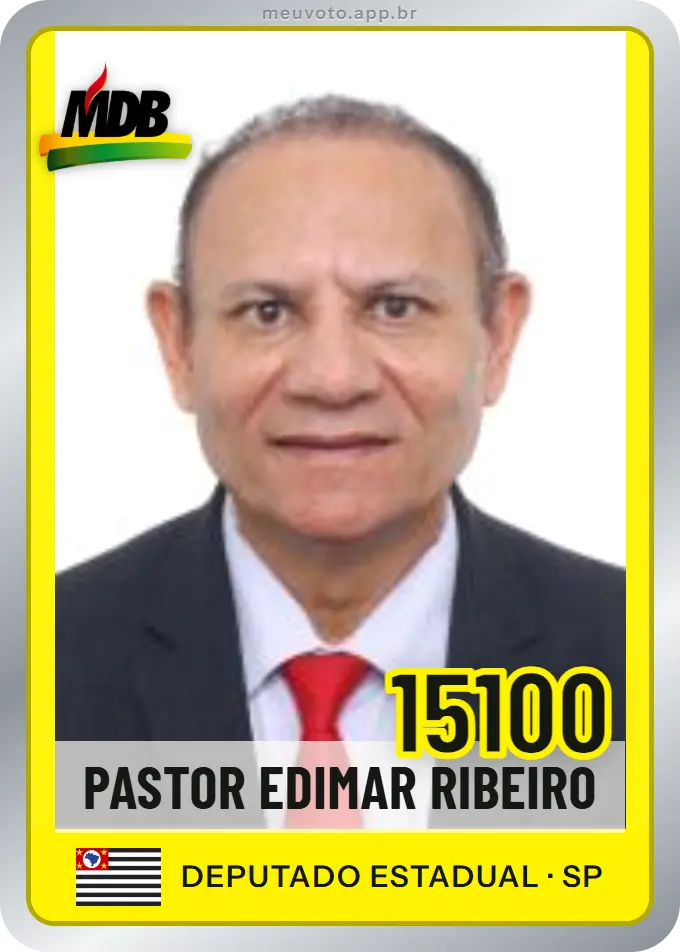 Carta de Pastor Edimar Ribeiro, número 15100, MDB