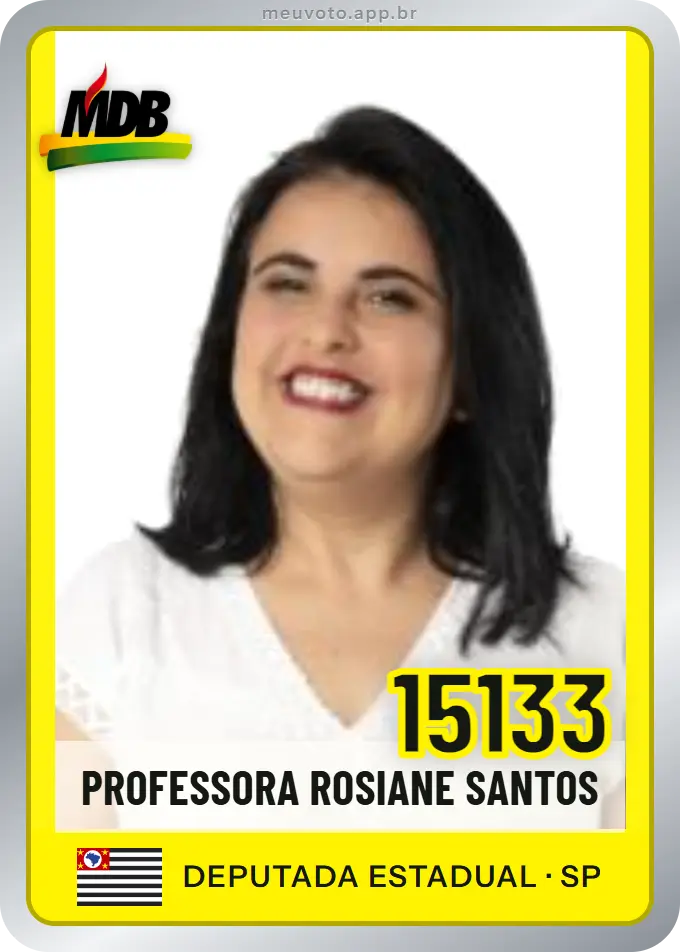 Carta de Professora Rosiane Santos, número 15133, MDB