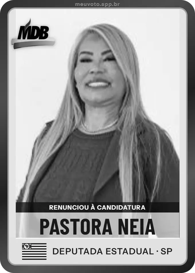 Carta de Pastora Neia, MDB. Renunciou à candidatura e não vai à urna.