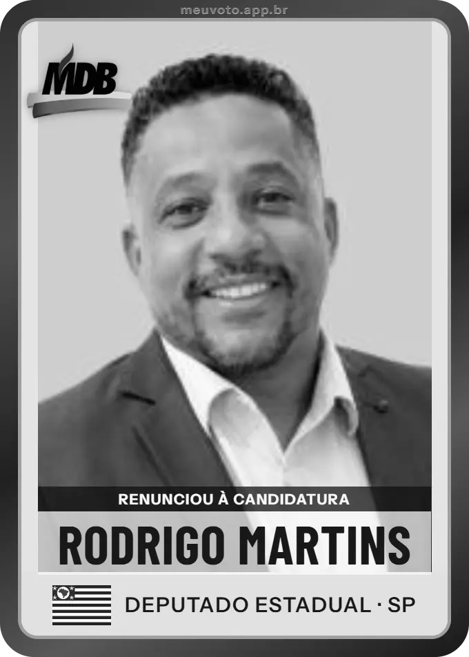 Carta de Rodrigo Martins, MDB. Renunciou à candidatura e não vai à urna.