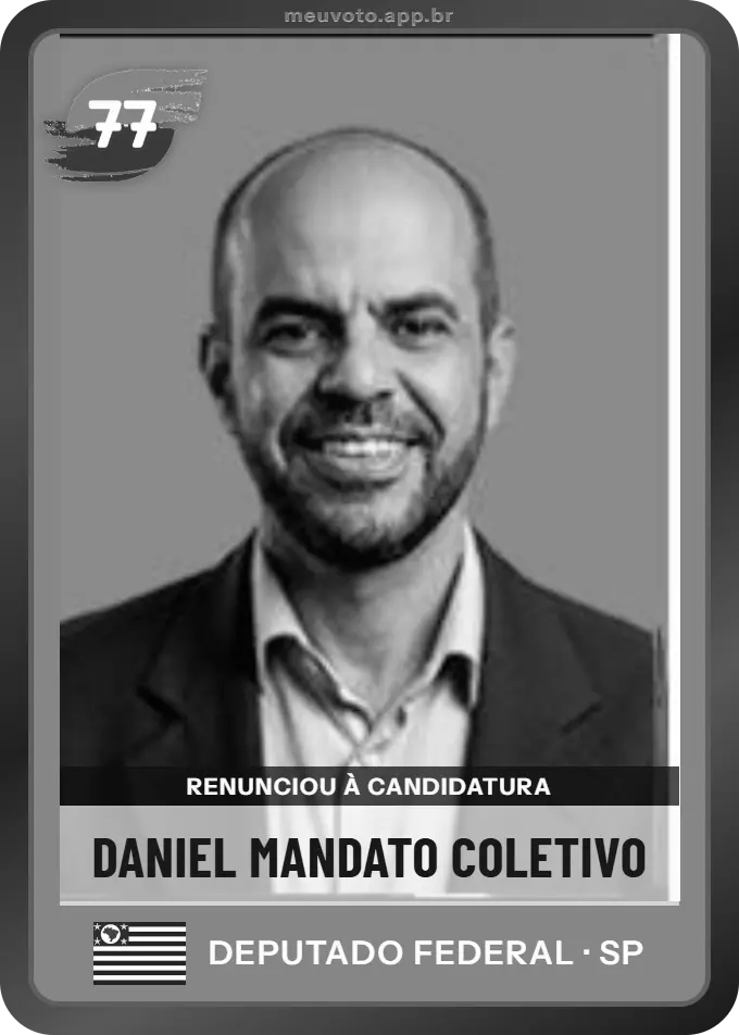 Carta de Daniel Mandato Coletivo, Solidariedade. Renunciou à candidatura e não vai à urna.