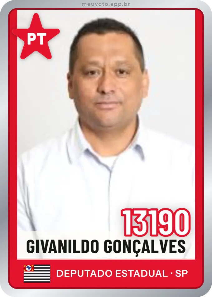 Carta de Givanildo Gonçalves, número 13190, PT