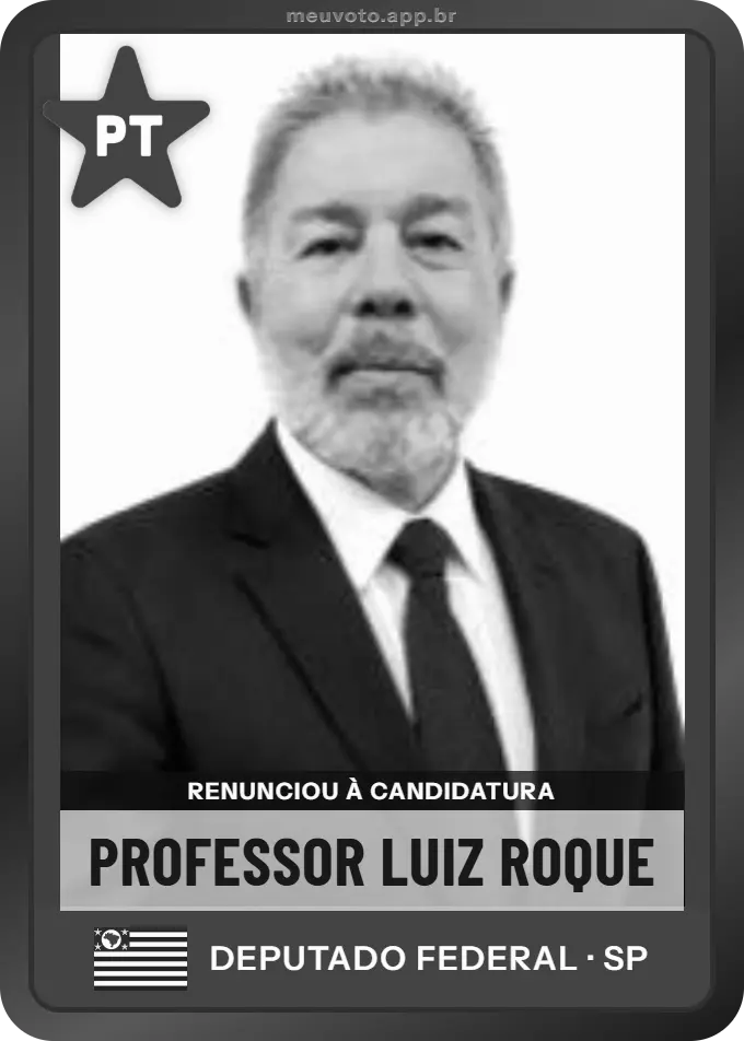 Carta de Professor Luiz Roque, PT. Renunciou à candidatura e não vai à urna.