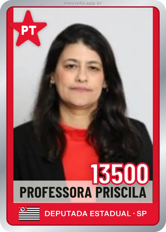 Carta de Professora Priscila, número 13500, PT