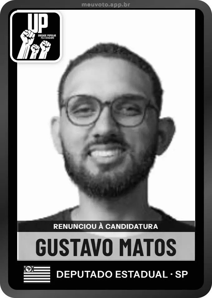 Carta de Gustavo Matos, UP. Renunciou à candidatura e não vai à urna.
