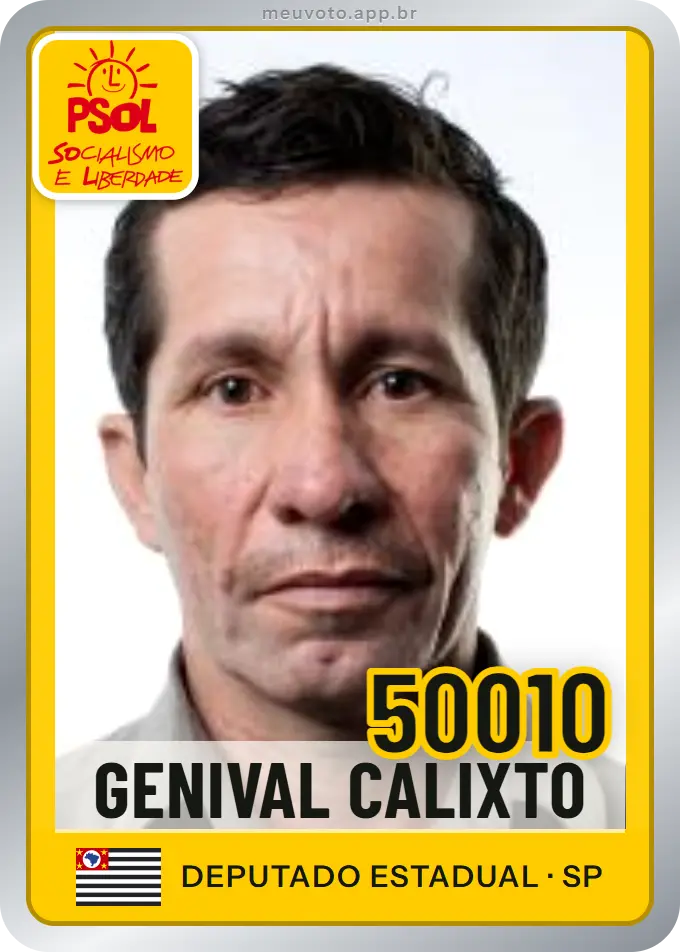 Carta de Genival Calixto, número 50010, PSOL