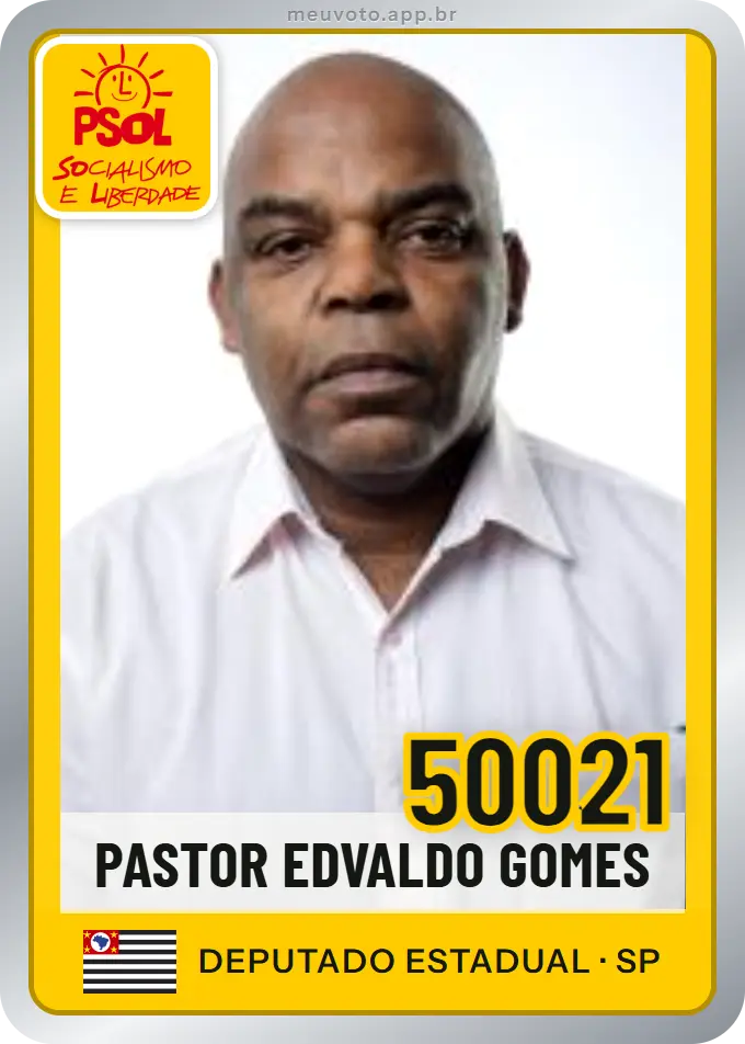 Carta de Pastor Edvaldo Gomes, número 50021, PSOL