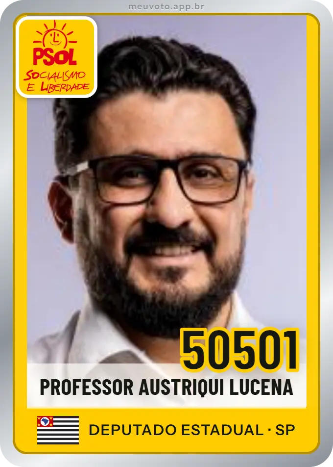 Carta de Professor Austriqui Lucena, número 50501, PSOL