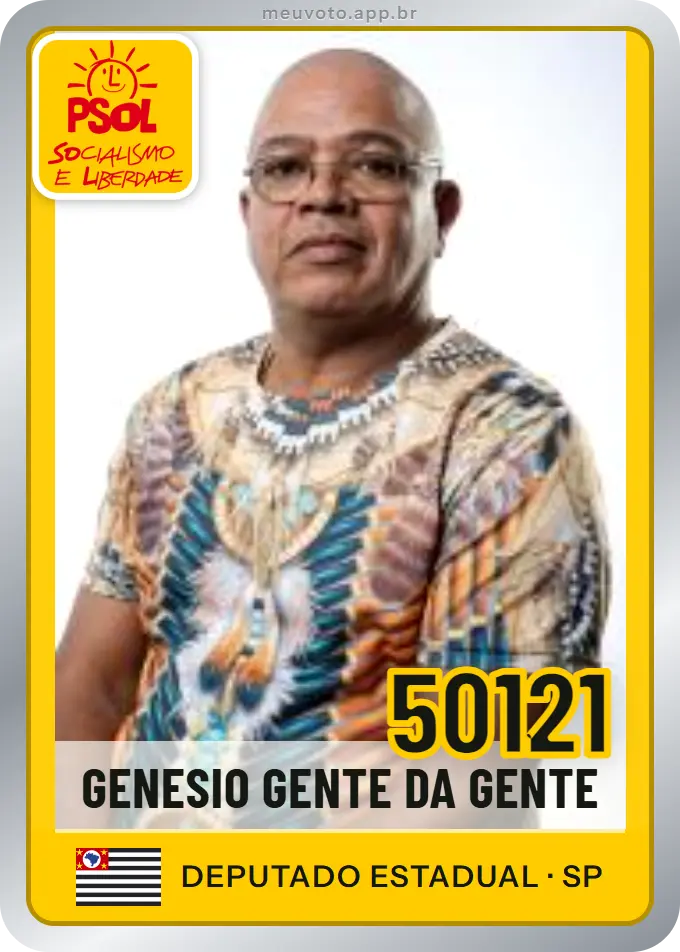 Carta de Genesio Gente da Gente, número 50121, PSOL