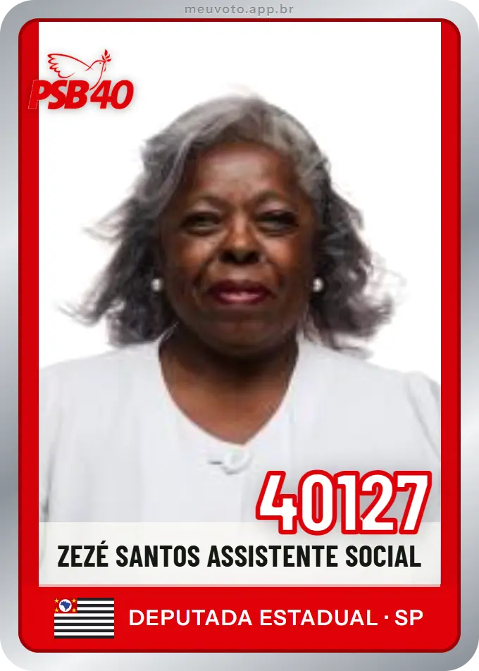 Carta de Zezé Santos Assistente Social, número 40127, PSB